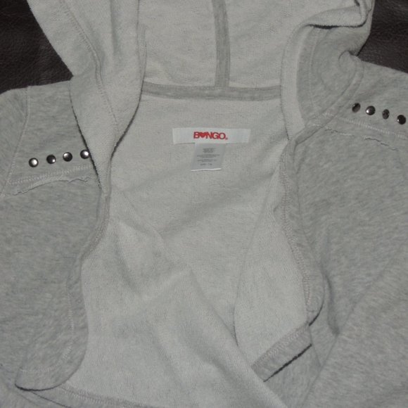 Bongo - Open Ripple Design Sweatshirt Cardigan with Stud Accents - Picture 5 of 7